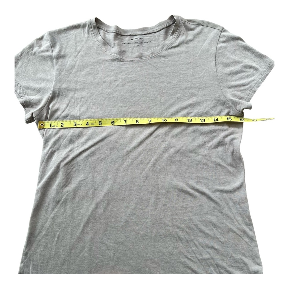 VINCE Essential Light Gray Pima Cotton Crew Neck T-Shirt Size M Short Sleeve - Picture 3 of 16